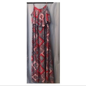 Red, white, and blue maxi dress